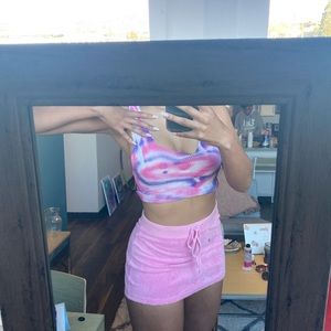 Juicy Couture pink velour mini skirt